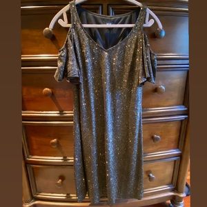 MSK Fitted Black Sparkle Dress